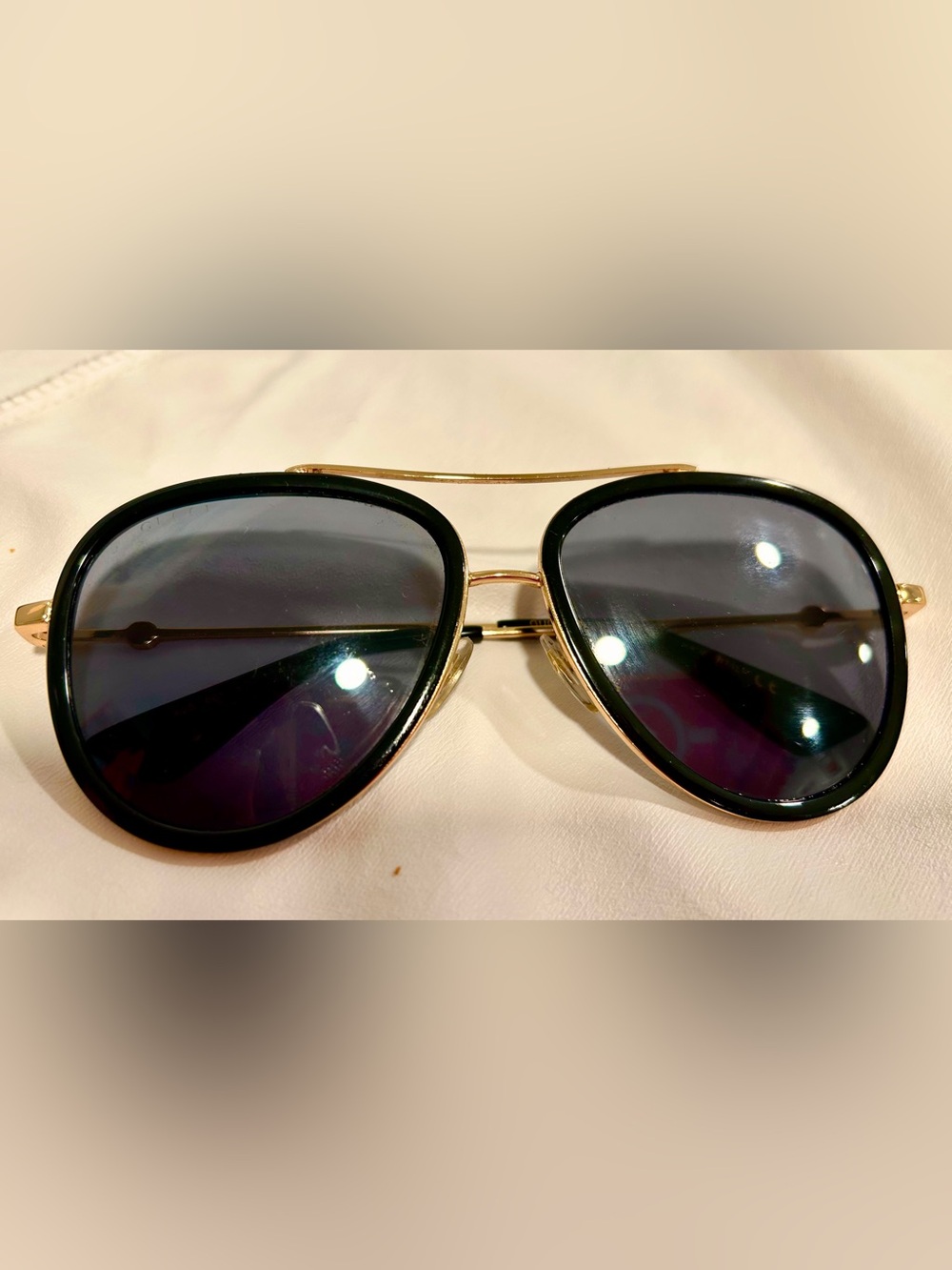 Gucci Gold Frame Black Lens Sunglasses
